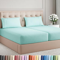 Split King Size 5 Piece Sheet Set - Breathable & Cooling Sheets - Spa Blue