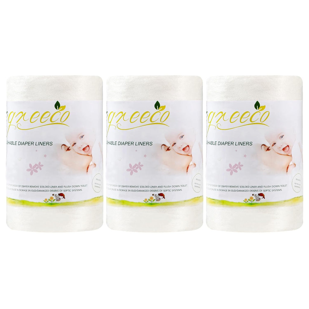 wegreeco Cloth Diaper Liners - Unscented Diaper Liners, Fragance Free Cloth Diapers Liner - 100 Sheets Per Roll (3 Roll)