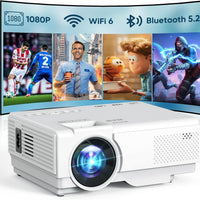NISOO Mini Projector with WiFi and Bluetooth, 1080P Outdoor Movie Projector