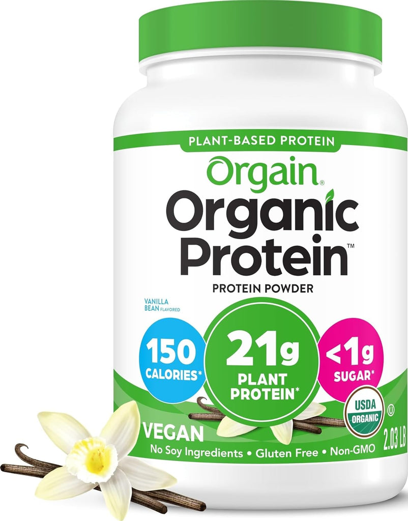 Orgain Organic Vegan 21g Protein Powder, Vanilla Bean, 2.03 lb - 2.03 Pound (Pack of 2)