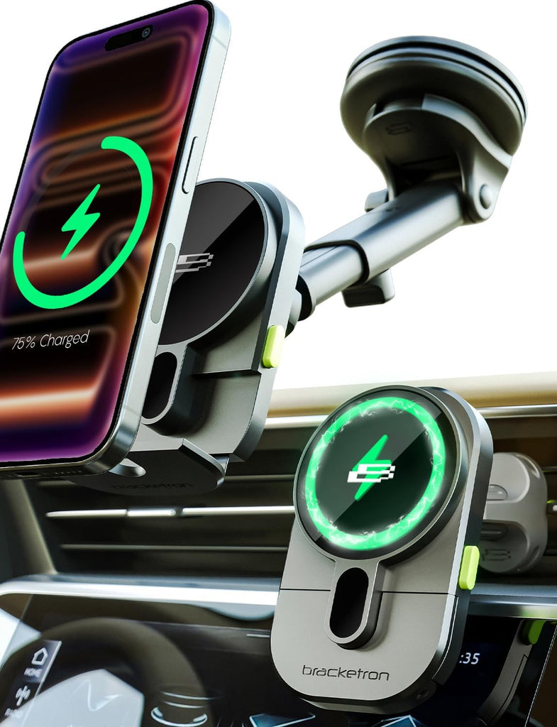 Bracketron MagAlign 15W MagSafe Car Charger Mount, Vent/Windshield/Dash