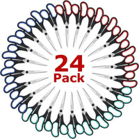 iBayam 8.5" All Purpose Sharp Black Scissors, Comfort-Grip Handles, 24-Pack