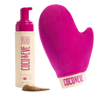 Coco & Eve Self Tanner Foam Kit - (Dark) Streak-Free Sunless Tanning Mousse, Tropically Scented Natural Looking Tan With Mitt Applicator, Vegan, Cruelty Free, Sunny Honey Bali Bronzing, 6.7 fl oz