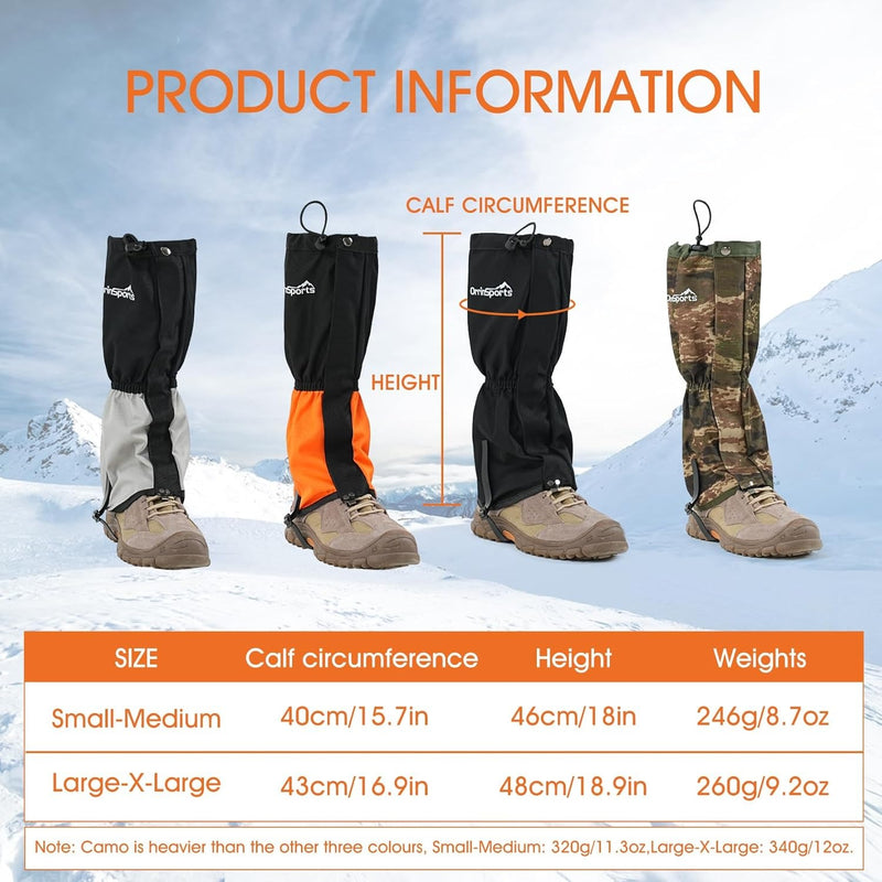 OrrinSports Waterproof Adjustable Leg Gaiters