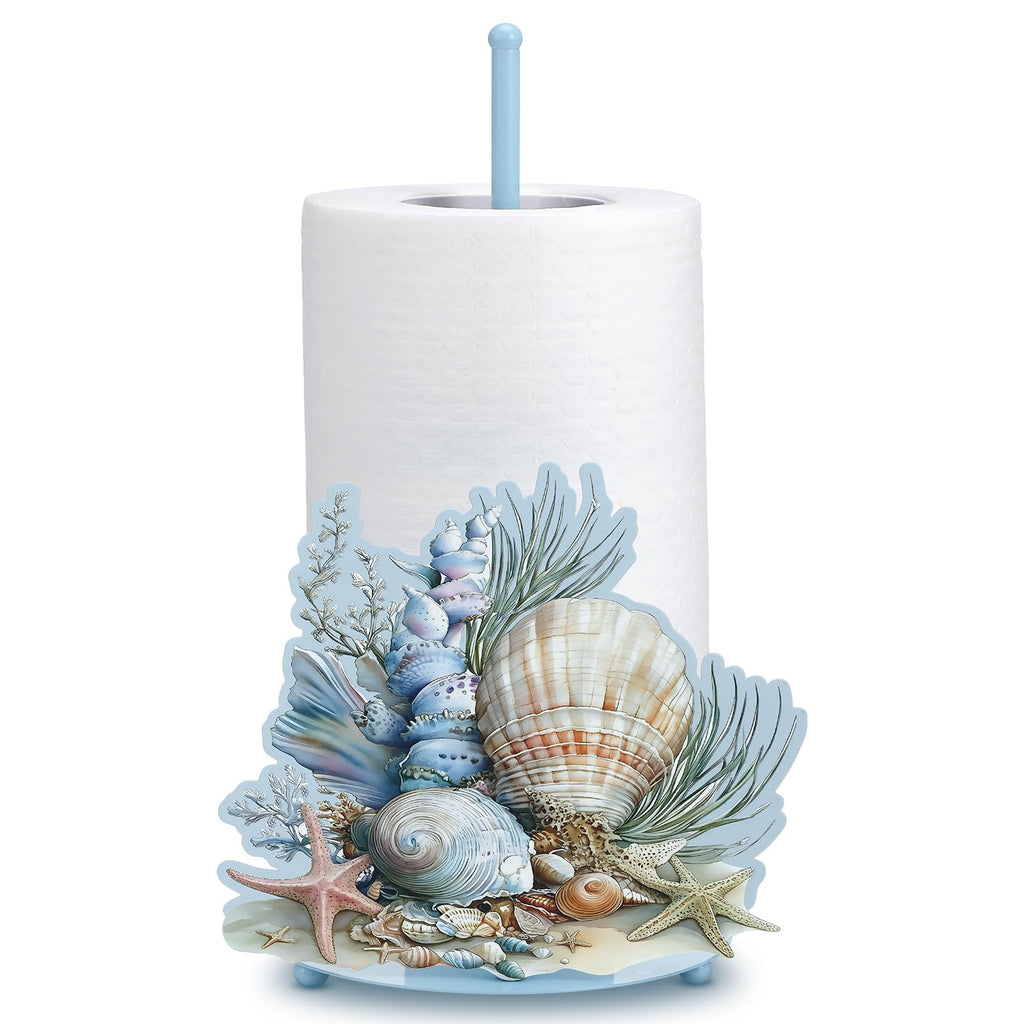 Shimeyao Beach Seashell Metal Paper Towel Holder Ocean Seashell Coral Starfish Kitchen Decor Accessories Large Metal Tow