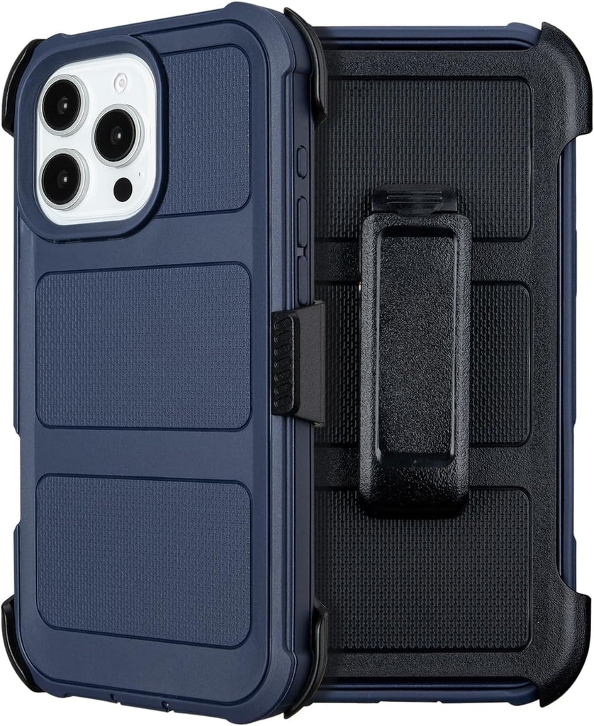 Protective Case for iPhone 16 Pro Max Case Belt Clip Holster Kickstand Blue