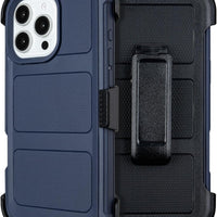 Protective Case for iPhone 16 Pro Max Case Belt Clip Holster Kickstand Blue