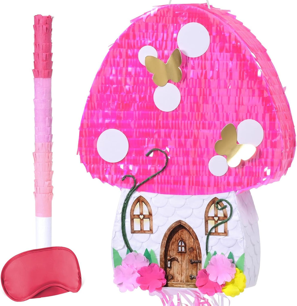 WERNNSAI Mushroom Piñata, Fairy Flower Butterfly Piñata, Party Decorations