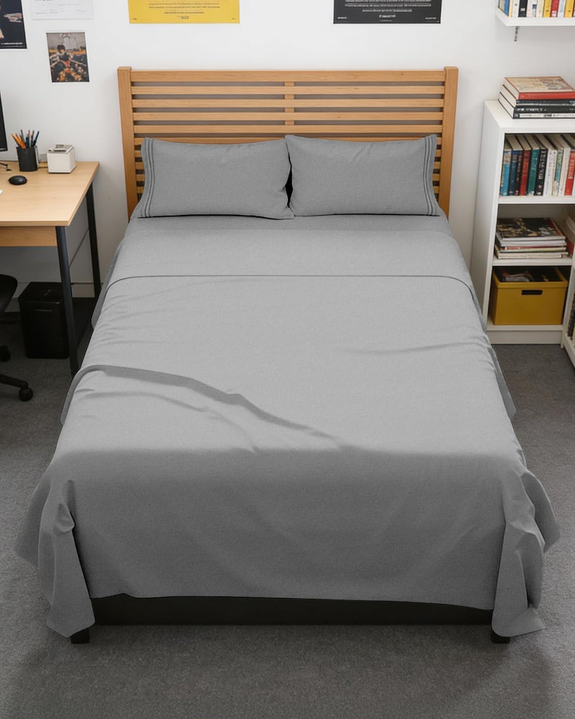 Full XL Sheets - 4 Piece Full XL Sheet Set - Breathable - Heathered Grey