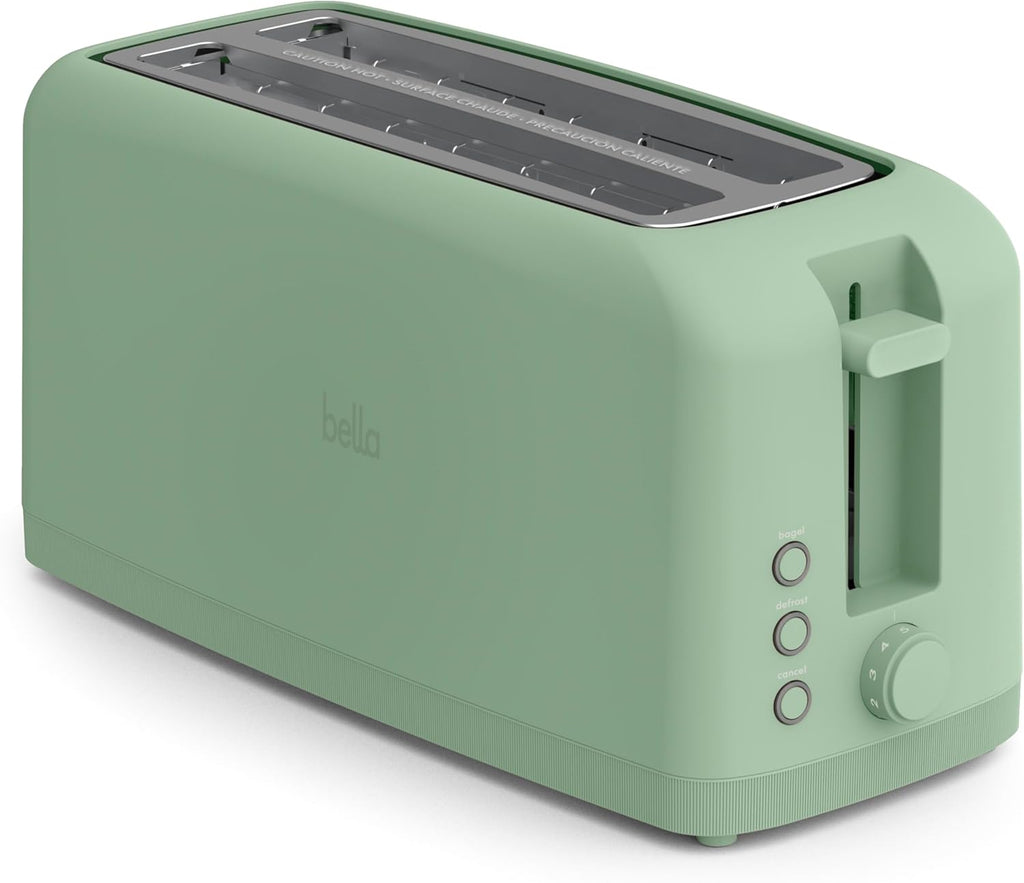 bella Fits-Anywhere™ Slim Toaster, 4 Slice Extra Long & Wide Slot, Seaglass