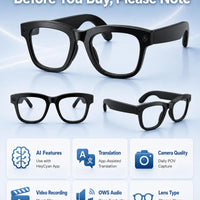 Coucur AI Smart Glasses with Camera,Bluetooth Camera Glasses for Men Women