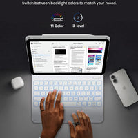 Funda con Teclado typecase Edge para iPad 11" (A16) / 10.ª Gen - Blanco Marfil