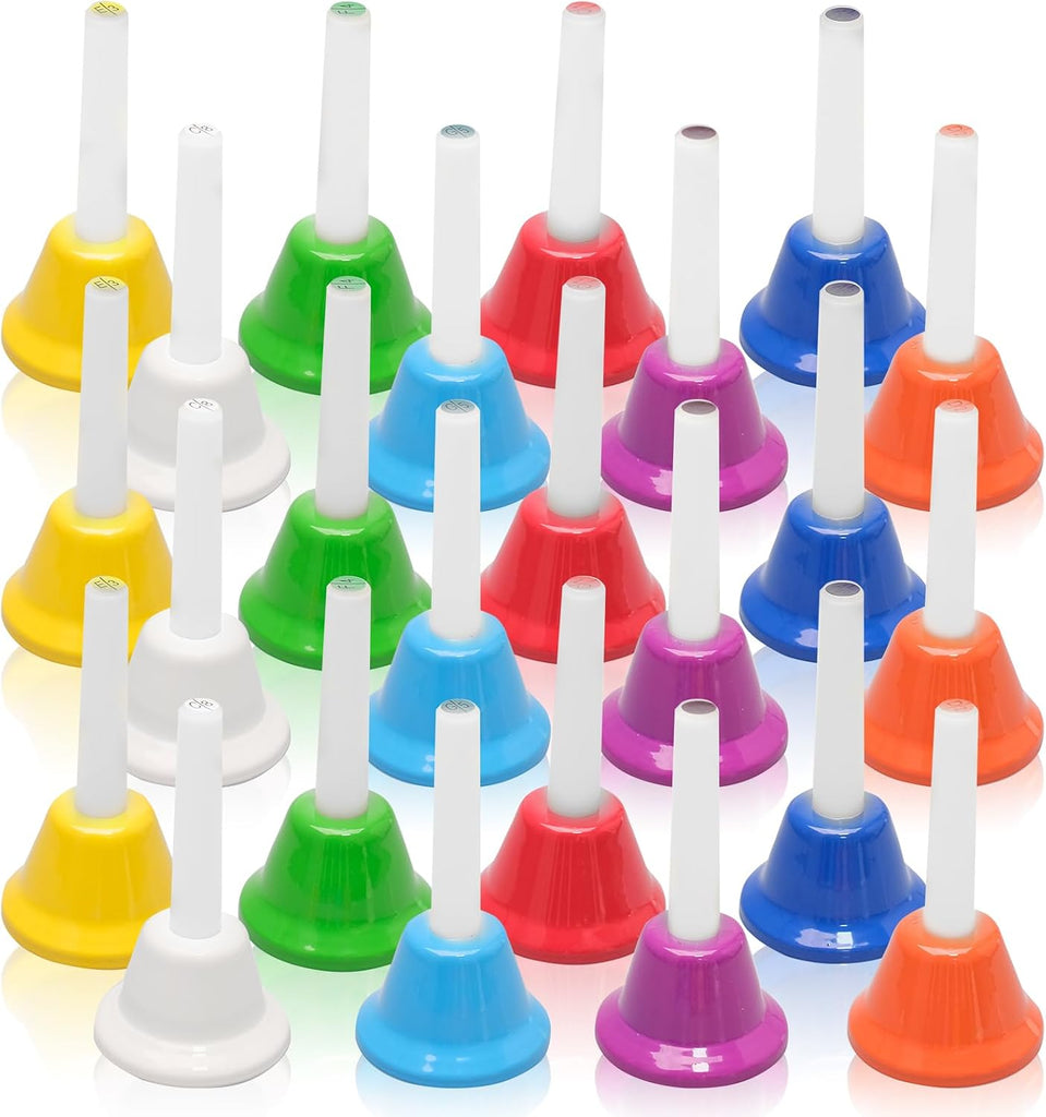 24 Pcs 8 Note Metal Hand Bells for Kids Christmas Kids Hand Bells Musical Handbells Baby Music Toy Percussion Instrument