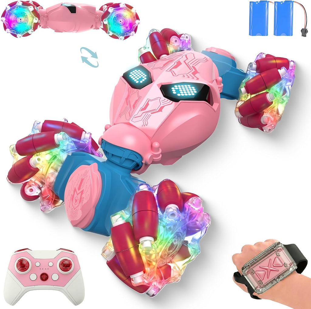 Pink Rc Gesture Sensing Stunt Car Toys for Girls 3 4 5 6 7 8 9 10 1112 Years Old, Drift Hand Control Remote Control Cars