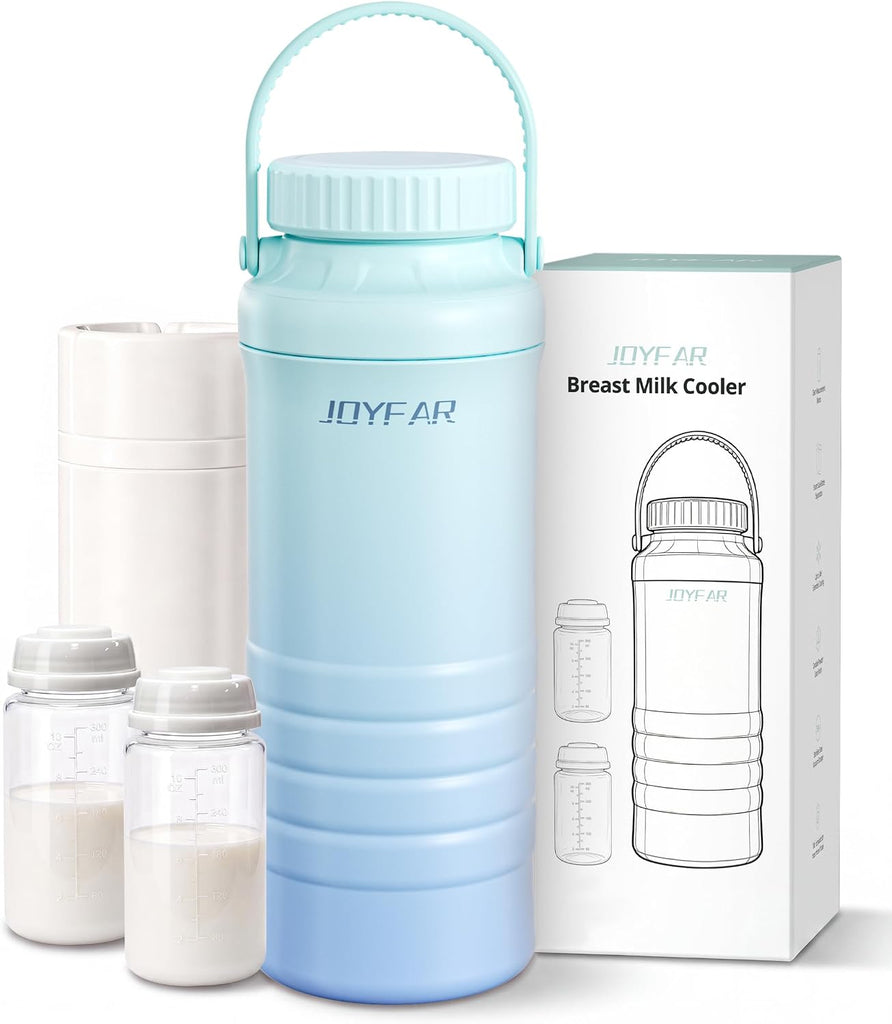 JOYFAR Portable Breast Milk Cooler Bottle - 22oz 2 Bottles Leakproof Blue