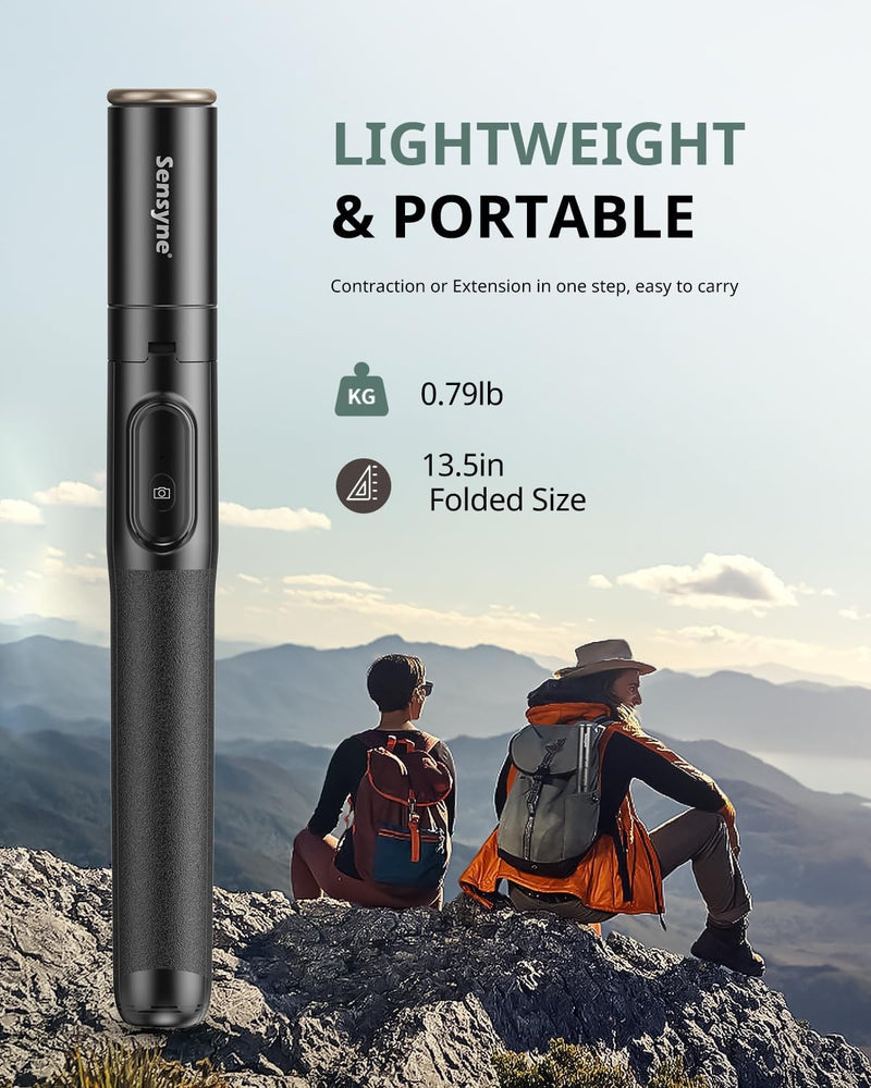 SENSYNE 68" Phone Tripod & Selfie Stick, Lightweight All in One Phone Tripod Integrated with Wireless Remote Compatible with All Cell Phones for Selfie/Video Recording/Photo/Live Stream/Vlog（Black）