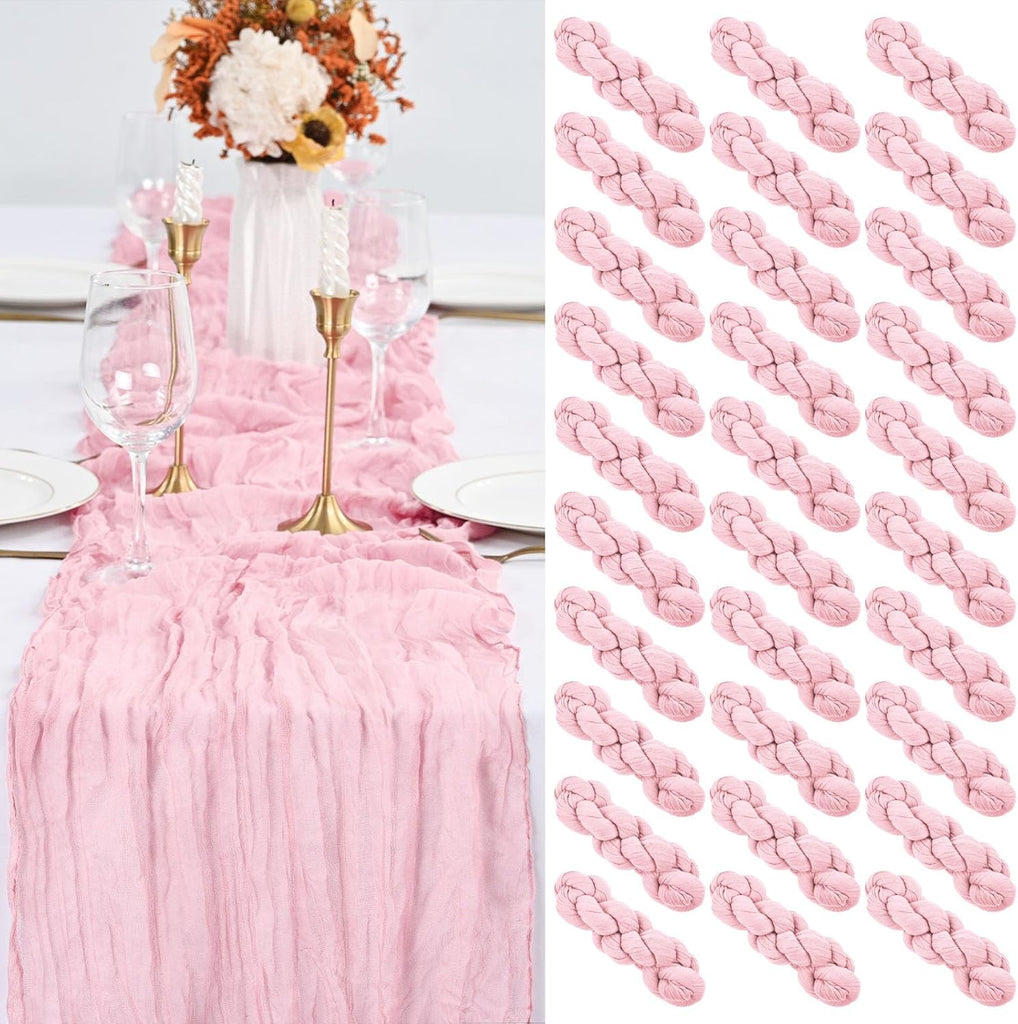 30 Pack Pink Table Runner 10Ft Cheesecloth Table Runner Boho Gauze Table Runner Long Cheese Cloth Table Runner Romantic