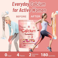 Nepeolithia Gomitas de calcio para mujer, 1500 mg de citrato de calcio con vitamina D3, K2, magnesio, zinc, boro y isoflavonas de soja, suplemento de calcio, vegano, cero azúcar, sabores mixtos de fru