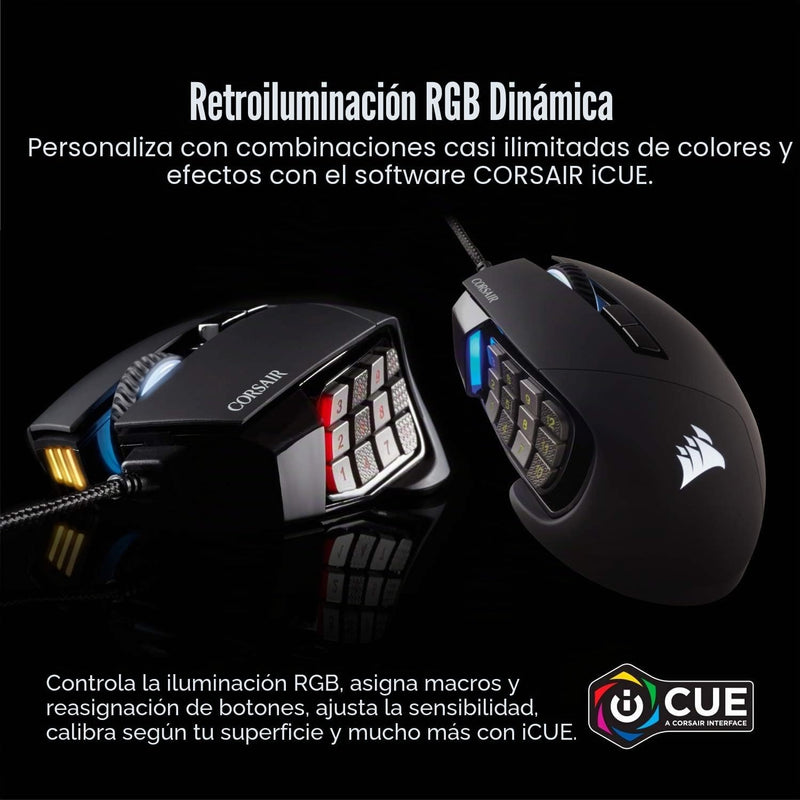 Corsair Scimitar RGB Elite Wired MMO MOBA PC Gaming Mouse – Black