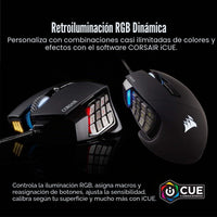 Corsair Scimitar RGB Elite Wired MMO MOBA PC Gaming Mouse – Black