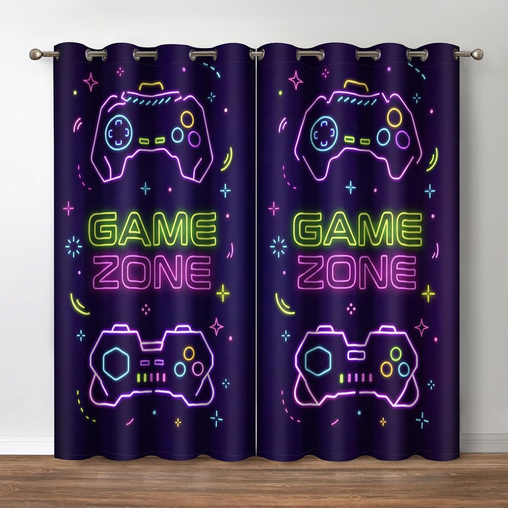 Jekeno Gaming Gamepad Blackout Curtains for Bedroom, 2 Panels Set 52x63 in