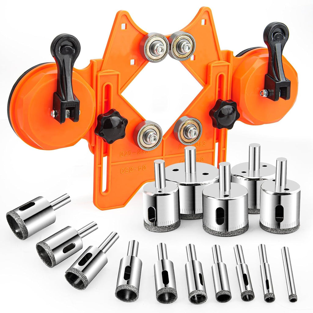 Semderm Diamond Hole Saw Kit, Tile Hole Saw with Double Suction Cups, Diamond Drill Bits for Glass, Porcelain Tile, Cera