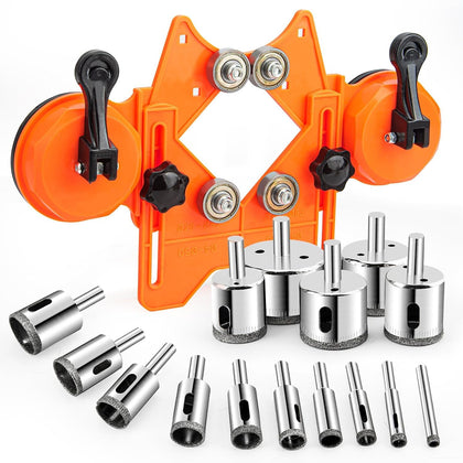 Semderm Diamond Hole Saw Kit, Tile Hole Saw with Double Suction Cups, Diamond Drill Bits for Glass, Porcelain Tile, Ceramic, Grantite, Marble