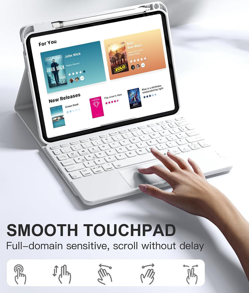 Funda con Teclado Harvopu para iPad 11" (A16) / iPad 10.ª Gen - Blanco