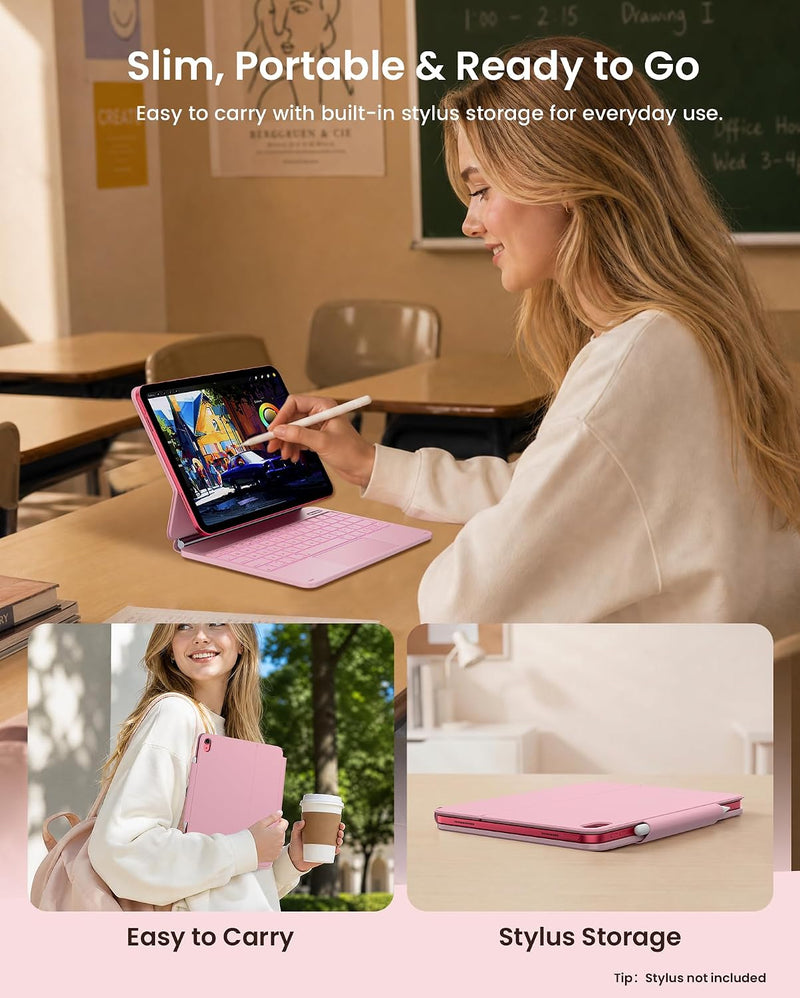 Funda con Teclado typecase Edge para iPad 11" (A16) / 10.ª Gen - Rosa Claro
