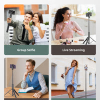 SENSYNE 68" Phone Tripod & Selfie Stick, Lightweight All in One Phone Tripod Integrated with Wireless Remote Compatible with All Cell Phones for Selfie/Video Recording/Photo/Live Stream/Vlog（Black）