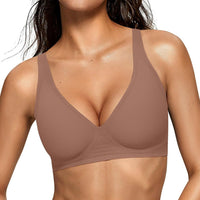 OEAK Womens Jelly Bras Wireless Deep V Comfy Push Up Tshirt Bras COF 3XL+