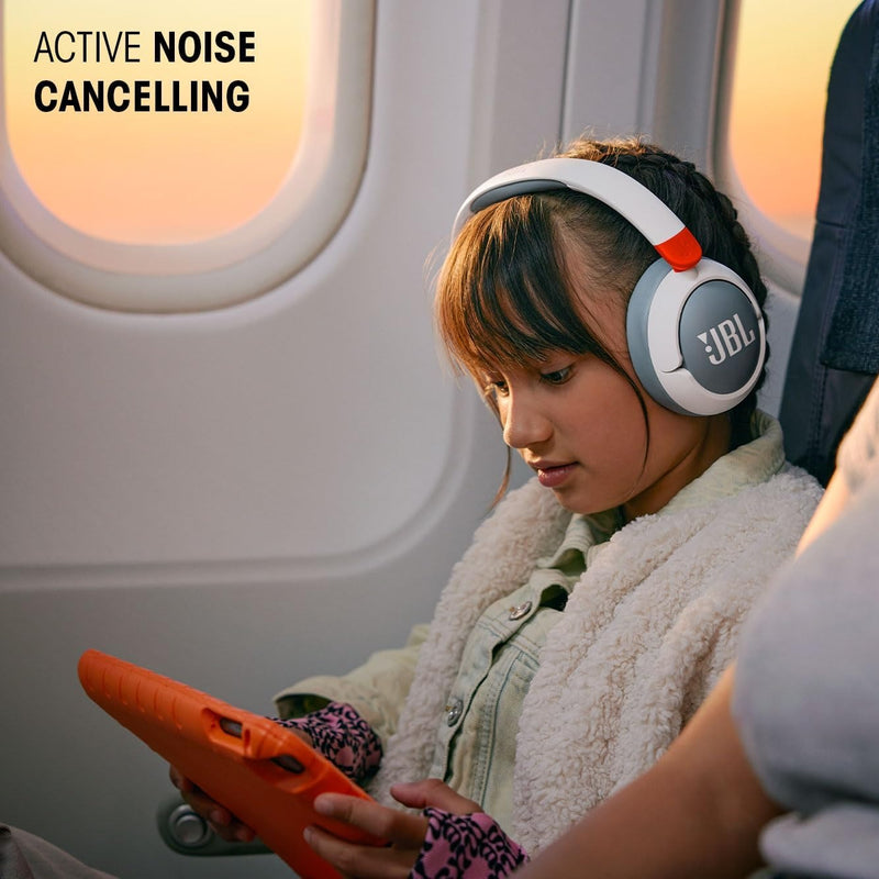 JBL Junior 470NC - Wireless Over-Ear Noise Cancelling Kids Headphones with JBL Safe Sound (<85dB), Fit for Kids, Parental Control with Customizable Volume & Playtime and 50Hr Battery Life (White)