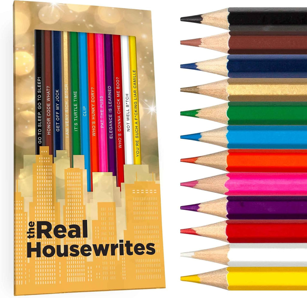 Pun Labs Glam Writes Colored Pencils, 12 Foil-Stamped Gift Set