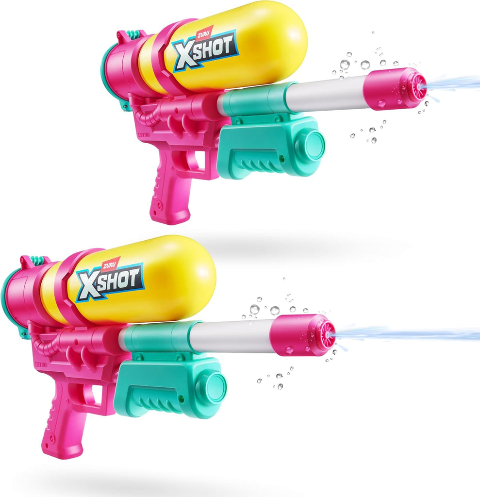 XSHOT Water Fast-Fill 80s Super Splash Water Blaster 2 Pack (Yellow) by ZURU – Vintage-Style with Fast-Fill Tech, 33ft Range & 750ml Tank, Outdoor Summer Water Toy for Kids Ages 6+