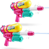 XSHOT Water Fast-Fill 80s Super Splash Water Blaster 2 Pack (Yellow) by ZURU – Vintage-Style with Fast-Fill Tech, 33ft Range & 750ml Tank, Outdoor Summer Water Toy for Kids Ages 6+