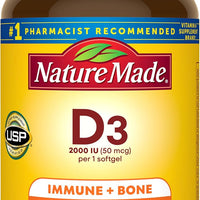 Nature Made Vitamin D3 2000 IU (50 mcg), 250 Vitamin D Softgels - 250 Count (Pack of 1)