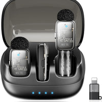 Wireless Lavalier Microphone for iPhone iPad Android with Charging Case,Lapel Mic with Noise Reduction,36H Battery Life,
