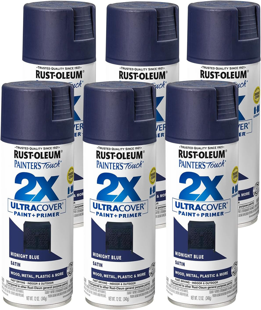 Rust-Oleum Painter's Touch 2X Ultra Cover Spray Paint, Satin Midnight Blue