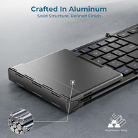 iClever BK08 Foldable Keyboard with Touchpad for Phone and Tablet, Gray