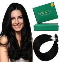 Easyouth Utip Hair Extensions Human Hair Black, Hot Fusion Hair Extension