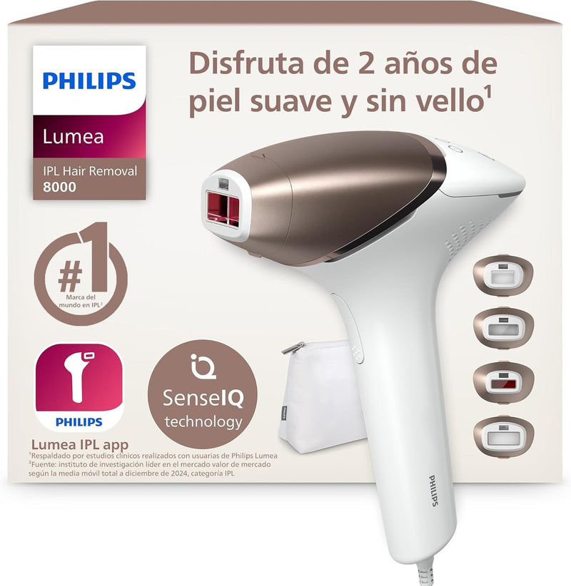 Philips Lumea Serie 9900 IPL - Depiladora con Inteligencia Artificial y 4 Accesorios, La Philips Lumea Serie 9900 es la depiladora IPL más avanzada de Philips. Incorpora tecnología SkinAI que analiza
