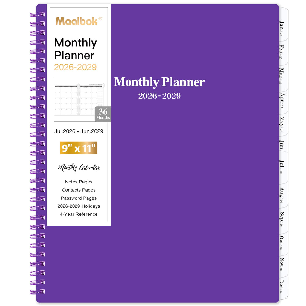 2026-2029 Monthly Planner/Calendar - JUL 2026 - JUN 2029, 3 Year Months Planner 2026-2029, 9'' x 11'', 2-Side Pocket, 36