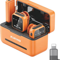 KUKIHO Wireless Lavalier Microphone for iPhone iPad Android with Charging Case 80h Battery Life, Noise Cancellation, 164