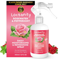 Loc Spray - Locsanity Daily Moisturizing Rosewater & Peppermint Spray for Locs, Dreadlocks - Lightweight Frizz Control H