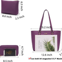 Qiyuer Women 13" Cute Tote Handbag Set Purses with RFID Wallet 3PCS