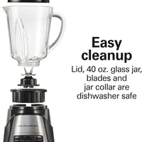 Hamilton Beach Power Elite Wave Action Blender For Smoothies, 40 Oz Glass