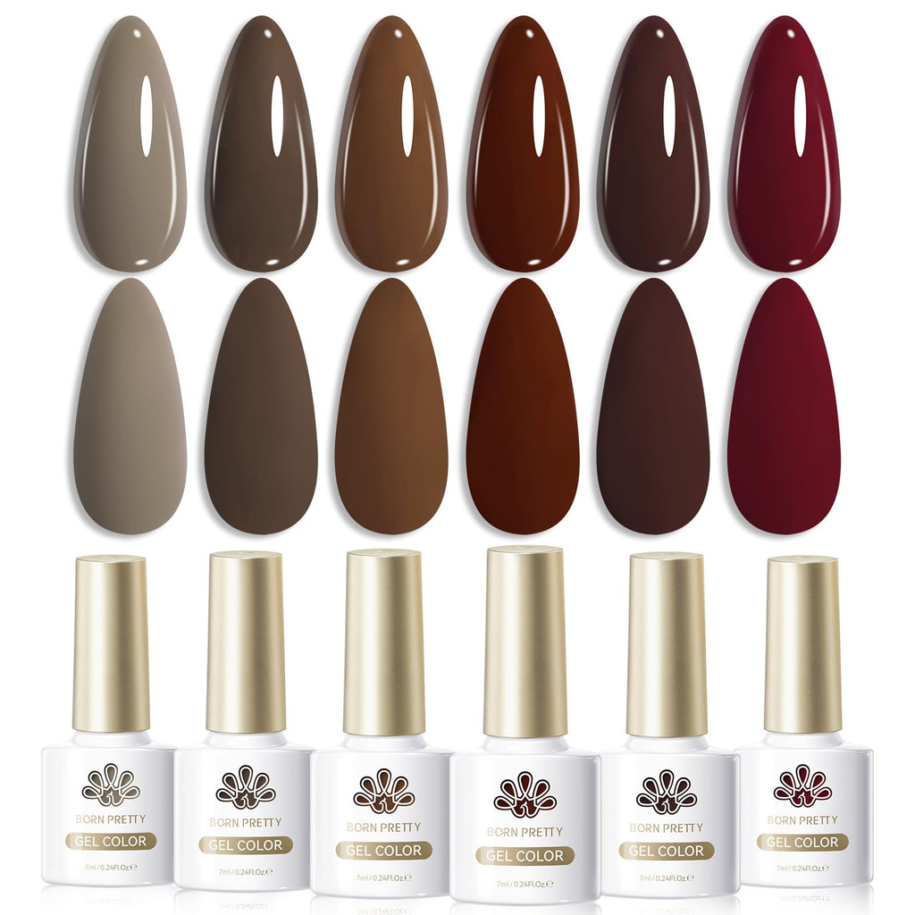 Born Pretty Fall Winter Gel Nail Polish Brown Burgundy Wine Red Caramel