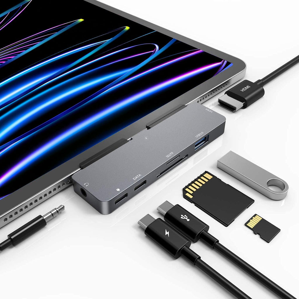 Hub USB-C 7 en 1 NXPGKEA para iPad Pro / Air (HDMI 4K, PD, SD/TF, USB 3.0, Jack 3.5mm)