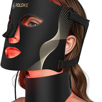 FOLOKE Terapia de luz roja para cara, máscara de terapia de luz LED, máscara y cuello, terapia de luz LED roja y NIR, longitud de onda para uso doméstico, trabajo, viajes, yoga, sueño