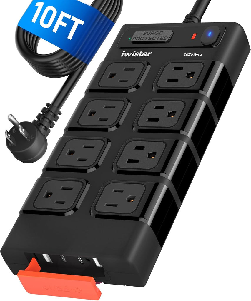 Outdoor Power Strip Waterproof IPX6, Outlet Extender, 15.5W, 8 AC, 2 USB C